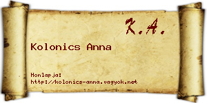 Kolonics Anna névjegykártya