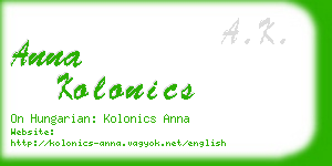 anna kolonics business card